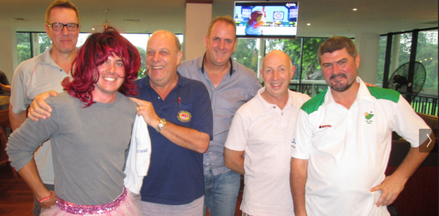 A photo that few ever expected to see - Sam Westen wearing the skirt and wig :-)