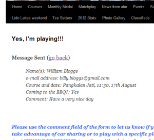 Confirmation messsage