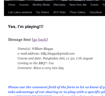 Confirmation messsage